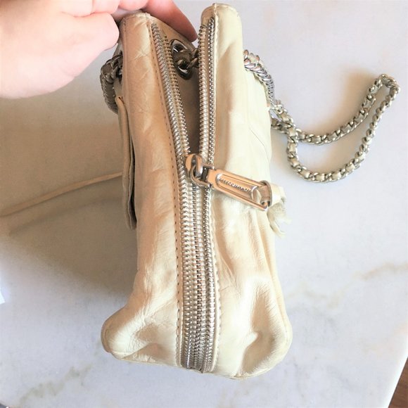 Rebecca Minkoff cream purse with silver chain strap. Convertible crossbody bag - Picture 8 of 9